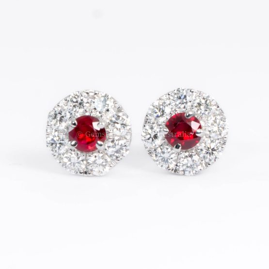 1.52ct Natural Ruby and Diamond Halo Earrings - 1982762