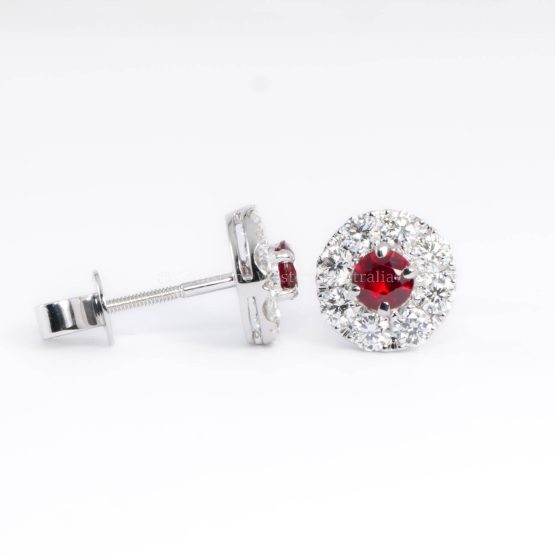 1.52ct Natural Ruby and Diamond Halo Earrings - 1982762-1