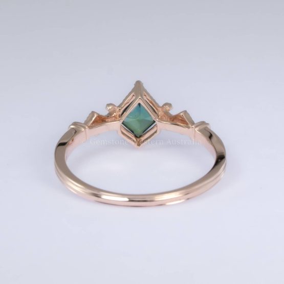 0.81ct Kite-Cut Teal Sapphire Ring in Art Deco 18K Rose Gold - 1982767-2