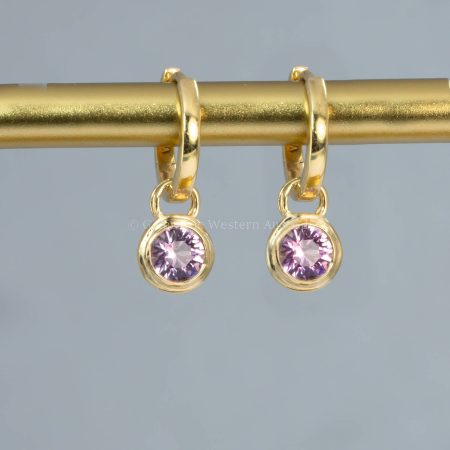 Versatile 18K Yellow Gold Hoop Earrings with Natural Pink Spinel Charms - 1982769