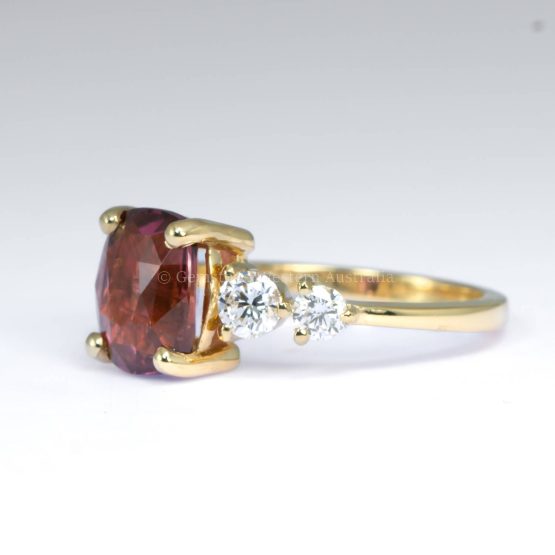 Unheated 3.0ct Padparadscha Sapphire Ring with Diamond Accents in 18K Yellow Gold - 1982770-1