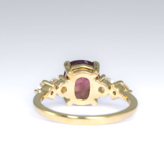 Unheated 3.0ct Padparadscha Sapphire Ring with Diamond Accents in 18K Yellow Gold - 1982770-2