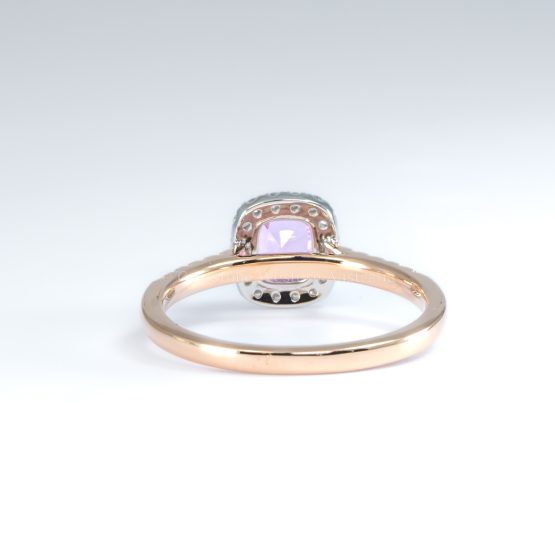 back view of Unheated Pink Sapphire Halo Ring - 1.03ct in Platinum & 18K Rose Gold - 1982787