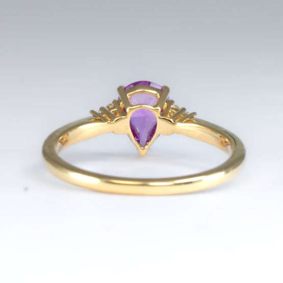 back view of Pear Cut Natural Unheated Pink Sapphire Ring in 18K Yellow Gold - 1982793