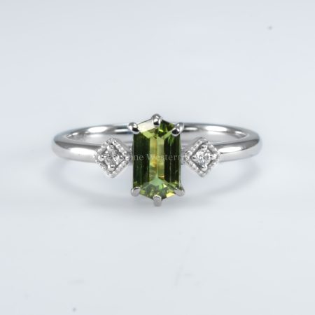 front view of 0.81ct Natural Party Green Sapphire Hexagonal Ring - 1982798