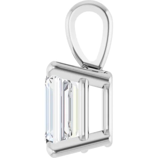 side view of 0.50ct Emerald Cut Diamond Pendant in 18K White Gold – G VS Clarity