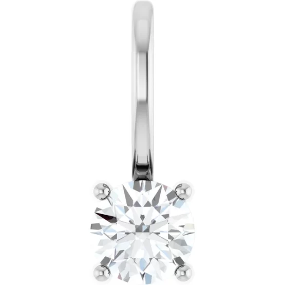 front view of 0.50ct Natural Round Brilliant Cut Diamond Pendant in 18K White Gold