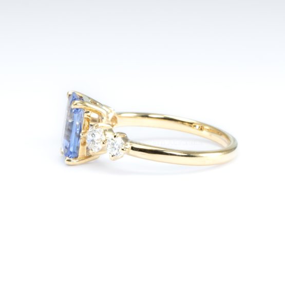 side view of Natural Blue Sapphire Ring with Diamond Accents in 18K Yellow Gold - 1982800