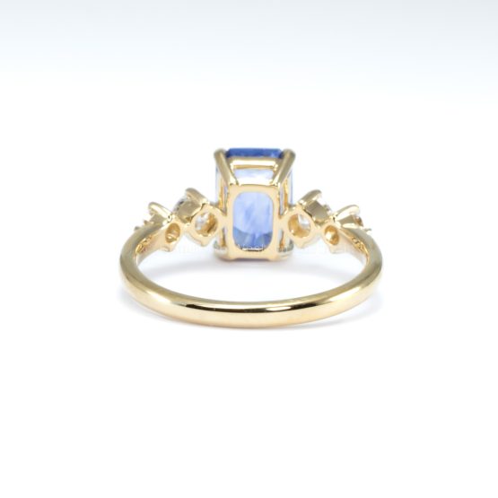 back view of Natural Blue Sapphire Ring with Diamond Accents in 18K Yellow Gold - 1982800