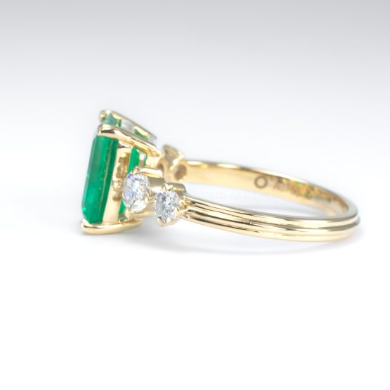 side view of 2.29ct Natural Colombian Emerald Ring with GIA Diamonds in 18K Yellow Gold