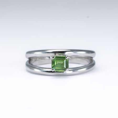 front view of Emerald-Cut Alexandrite Floating Ring