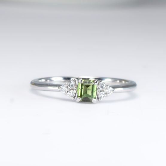 front view of 0.30ct Natural Alexandrite Ring with Diamond Cluster Accents in Platinum