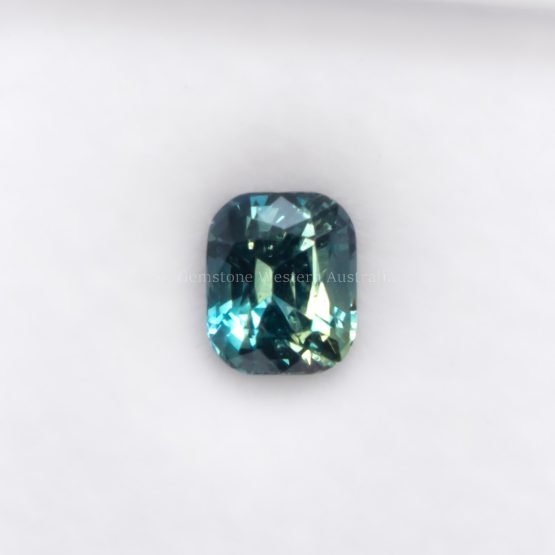 FRONT VIEW OF 1.25 CT NATURAL UNHEATED TEAL SAPPHIRE - CUSHION CUT