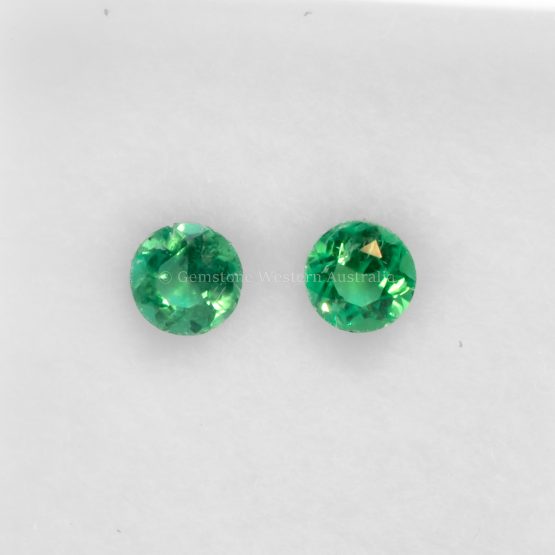 FRONT VIEW OF 0.33 CT NATURAL COLOMBIAN EMERALD PAIR SET - ROUND CUT