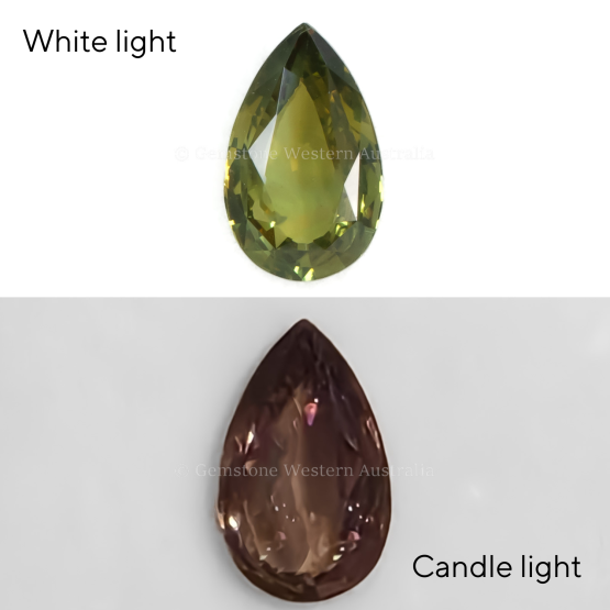 front view of 1.98 CT NATURAL ALEXANDRITE - PEAR CUT