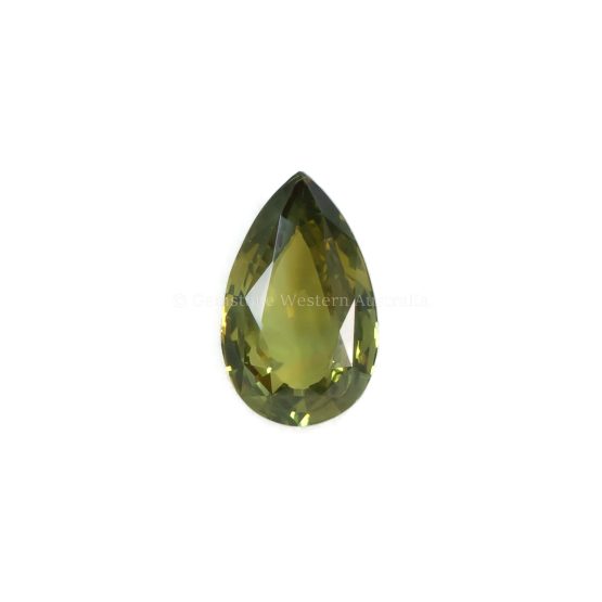 FRONT VIEW OF 1.98 CT NATURAL ALEXANDRITE - PEAR CUT WHITE LIGHT