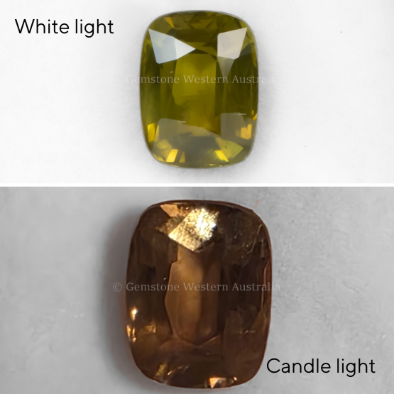 front view of 3.17 CT NATURAL ALEXANDRITE - RECTANGULAR CUSHION CUT