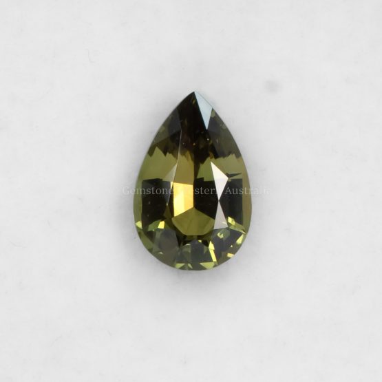 FRONT VIEW OF 1.59 CT NATURAL ALEXANDRITE - PEAR CUT WHITE LIGHT