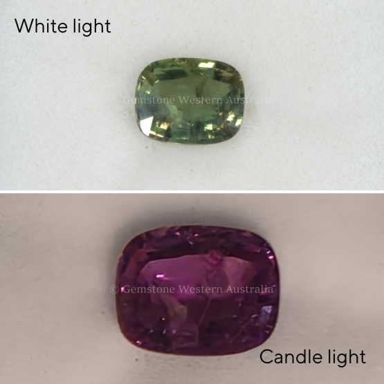 front view of 1.33 CT NATURAL ALEXANDRITE - RECTANGULAR CUSHION CUT