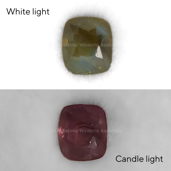 front view of 1.04 CT NATURAL ALEXANDRITE - RECTANGULAR CUSHION CUT