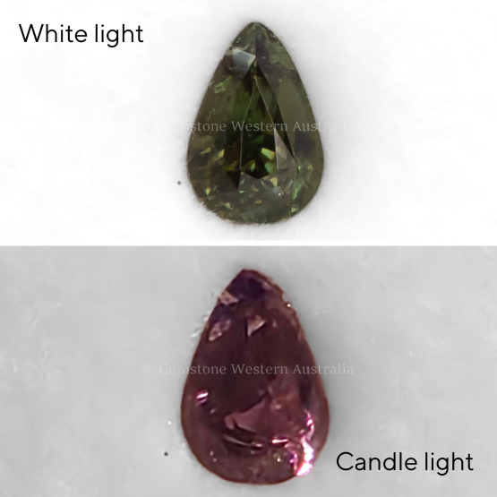 front view of 1.04 CT NATURAL ALEXANDRITE - PEAR CUT