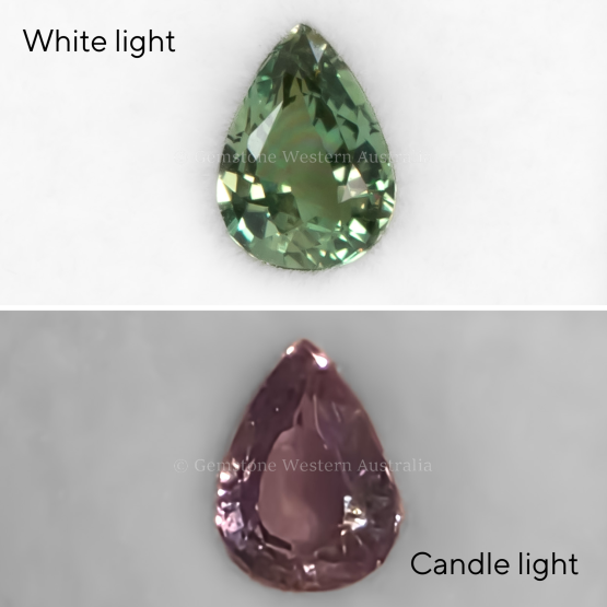 front view of 0.91 CT NATURAL ALEXANDRITE - PEAR CUT