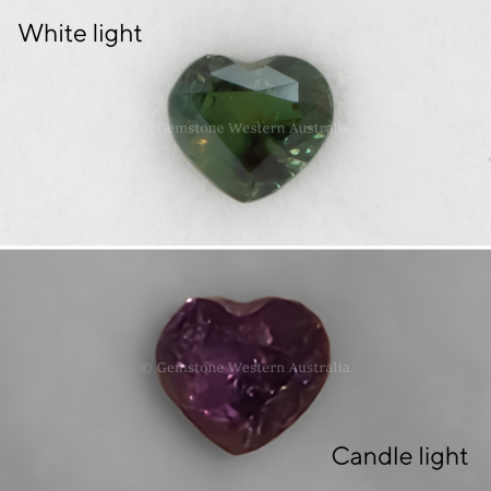 front view of 0.58 CT NATURAL ALEXANDRITE - HEART CUT