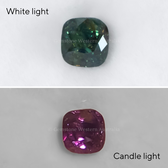 front view of 0.90 CT NATURAL ALEXANDRITE - CUSHION CUT