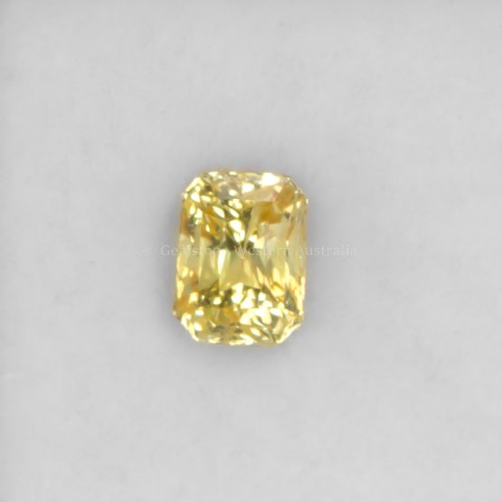 FRONT VIEW OF 2.03 CT NATURAL UNHEATED YELLOW SAPPHIRE - OCTAGON SCISSORS CUT