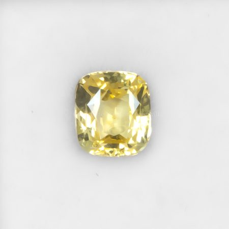 FRONT VIEW OF 2.00 CT NATURAL UNHEATED YELLOW SAPPHIRE - CUSHION RECTANGULAR CUT