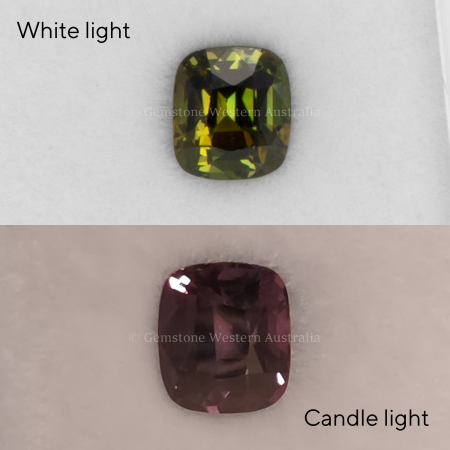 FRONT VIEW OF 1.18 CT NATURAL ALEXANDRITE - RECTANGULAR CUSHION CUT