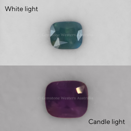 FRONT VIEW OF 0.45 CT NATURAL ALEXANDRITE - RECTANGULAR CUSHION CUT