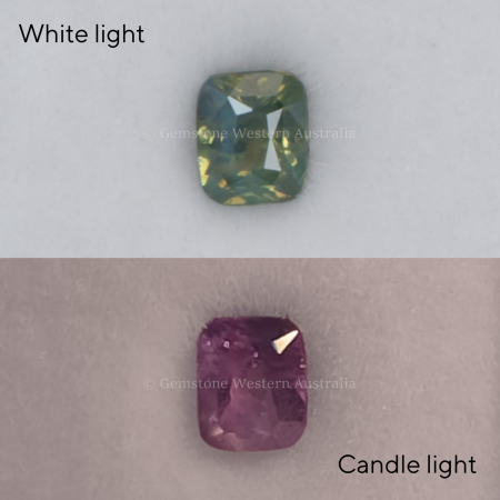 FRONT VIEW OF 0.63 CT NATURAL ALEXANDRITE - RECTANGULAR CUSHION CUT