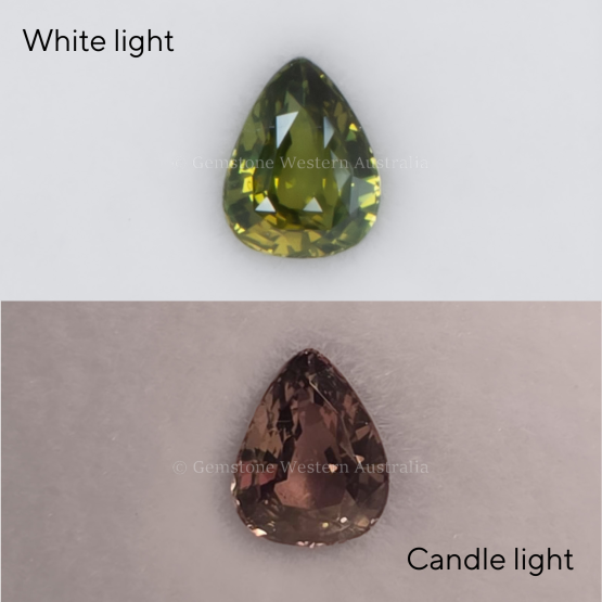FRONT VIEW OF 0.75 CT NATURAL ALEXANDRITE - PEAR CUT