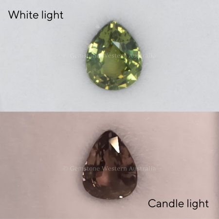 FRONT VIEW OF 0.63 CT NATURAL ALEXANDRITE - PEAR CUT