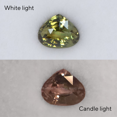 FRONT VIEW OF 1.07 CT NATURAL ALEXANDRITE - PEAR CUT