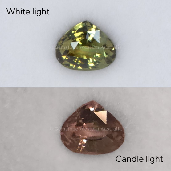 FRONT VIEW OF 1.07 CT NATURAL ALEXANDRITE - PEAR CUT