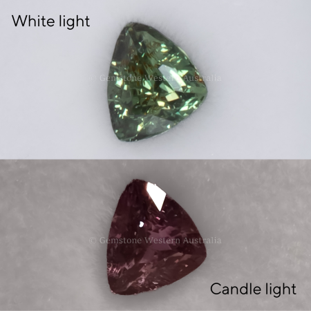 FRONT VIEW OF 1.05 CT NATURAL ALEXANDRITE - CUSHION TRIANGULAR CUT