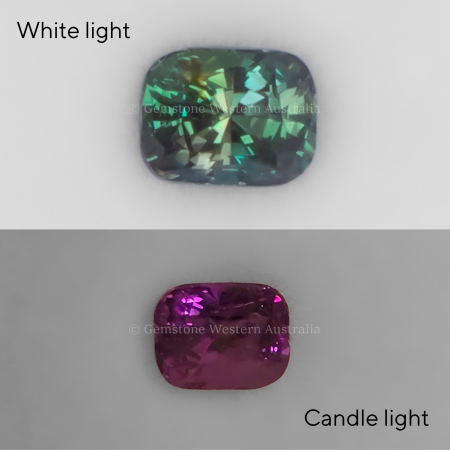 FRONT VIEW OF 1.08 CT NATURAL ALEXANDRITE - RECTANGULAR CUSHION CUT