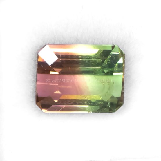 FRONT VIEW OF 6.10 CT NATURAL BICOLOUR TOURMALINE - OCTAGONAL CUT