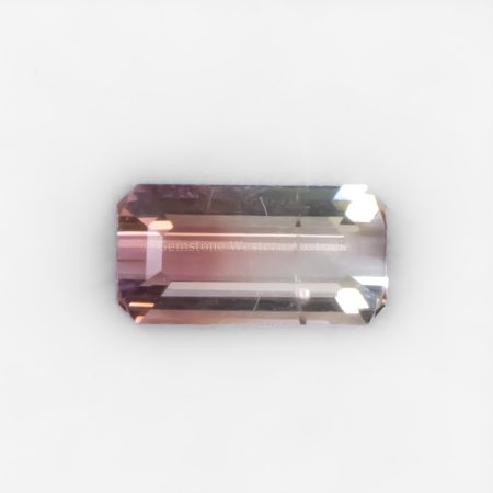 FRONT VIEW OF 1.54 CT NATURAL BICOLOUR TOURMALINE - ELONGATED OCTAGONAL CUT