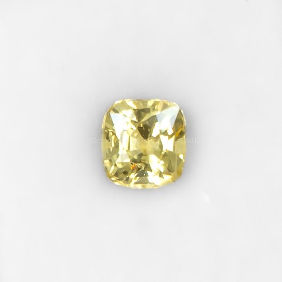 FRONT VIEW OF 1.28 CT NATURAL UNHEATED YELLOW SAPPHIRE - CUSHION CUT