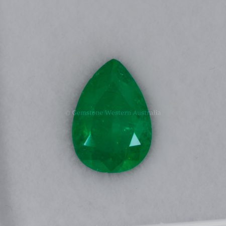 FRONT VIEW OF 1.18 CT NATURAL COLOMBIAN EMERALD - PEAR CUT