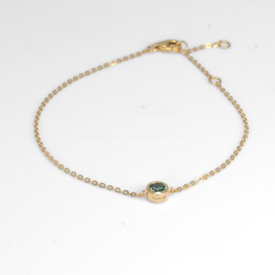 side view of Australian Teal Sapphire Bracelet in 18K Yellow Gold - 1982840