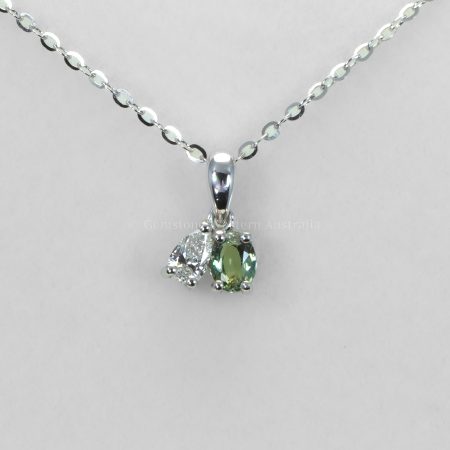 front view of Toi et Moi Platinum Pendant with Alexandrite and Pear Diamond - 1982844