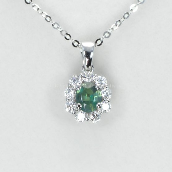 front photo of Oval Alexandrite Pendant with Diamond Halo in Platinum - 1982845