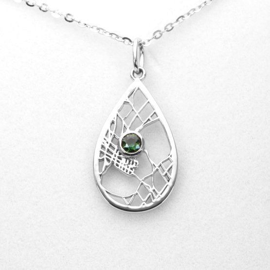 front view of Perth Cartography Pendant – River in White - 1982848