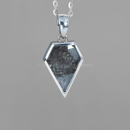 front view of Salt and Pepper Diamond Pendant in 18K White Gold – Shield Cut - 1982867