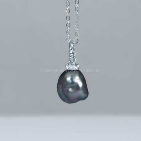 front view of Tahitian pearl diamond pendant - 1982864