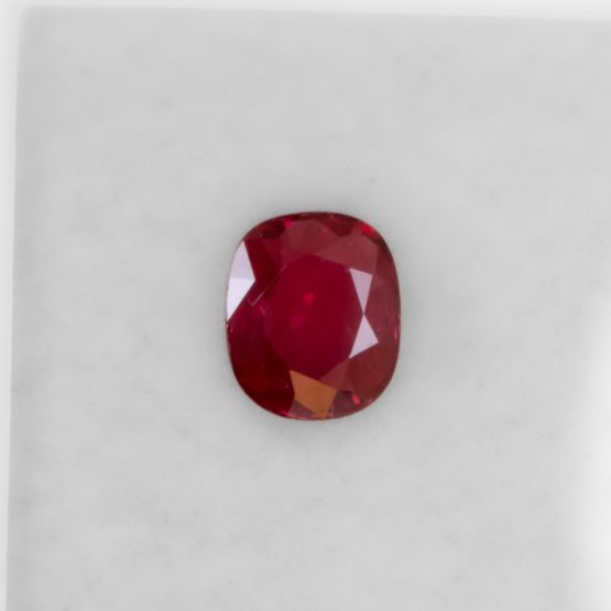 FRONT VIEW OF 1.01 CT NATURAL UNHEATED RUBY - CUSHION RECTANGULAR CUT